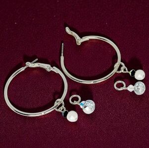 Silver Hoops with Interchangable Charms Monochrome Soft Grunge Soft Goth Baddie
